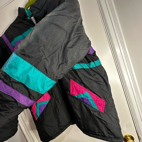 VTG 80’s Huband for Her Puffer Jacket. Geometric pattern Pink, Purple, Teal. Sm - Picture 14 of 15